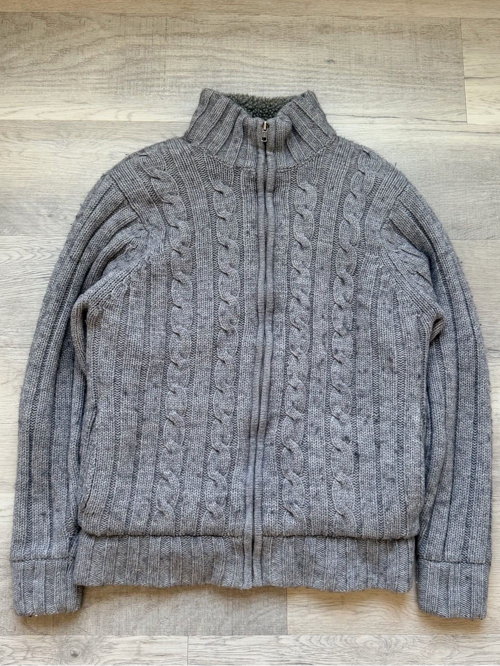 Men's Cable-Knit Full-Zip Sweater Jacket - Grey
